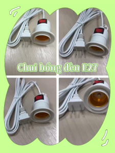 Dây Chui Bóng Đèn E27 - Dây Dài 2 Mét - Màu Trắng Đuôi Đèn Có Công Tắc - Phích Cắm Chống Vỡ Cách Điện Tốt An Toàn