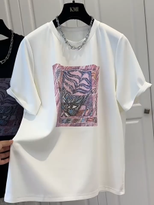 T-Shirt Wanita Lengan Pendek Motif Kucing Lucu - Katun Tipis Premium Nyaman Desain Streetwear Longgar Tren Musim Panas 2025 Baju Kasual Ukuran Besar Slim Fit Kerah Bulat Gaya Korea Pakaian Gadis Manis Pedas Modis Serbaguna Tops Slip-on Nyaman