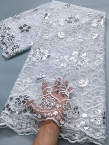 African French Mesh Lace Fabric High Quality Colorful Sequins Nigerian Net Lace Fabrics Luxury for Party Dresses2.5yards TY3959