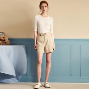 กางเกงขายาวทรงหลวมเอวสูงผสมอะซิเตท ลินิน ทรงหลวม ทรงลำลอง สำหรับผู้หญิง ฤดูใบไม้ร่วง 2025 กางเกงขาสั้นทรงหลวม