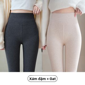 MiiOW | Quần dài cotton cạp cao màu trơn cho nữ quần lót mùa thu đông quần ấm áp mặc trong quần áo dài tay cotton nguyên chất