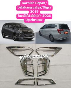 PAKET GARNISH LIST LAMPU DEPAN BELAKANG CALYA SIGRA 2016 - 2019 CHROME GARNIS LIS HEADLAMP STOP LAMP