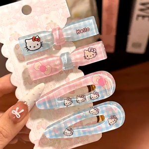 Dễ Thương hello Ca Rô kt Kẹp vịt ngọt ngào với nơ ins Kẹp tóc hình trái tim dễ thương cho bé gái kẹp tóc hoạt hình kẹp miệng nhọn kẹp tóc 2/4pcs