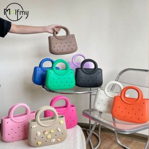 กระเป๋าชายหาดกันน้ํา Leisure DIY แฟชั่นที่มีสีสันกระเป๋าถือ Sandproof Anti-SLIP Handle EVA กระเป๋าถือกระเป๋าเดินทางแป้งกระเป๋า
