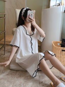 ชุดชีฟองสําหรับผู้หญิงฤดูร้อนผ้าไหมน้ําแข็งบางแขนสั้นเซ็กซี่หิมะผ้าความรู้สึกระดับไฮเอนด์ 2023 ใหม่มาถึงยอดนิยมหวานชุดนอน