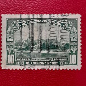 Koleksi Prangko Kuno Kanada klasik 10 Cents Windsor Castle Tahun 1935 USED