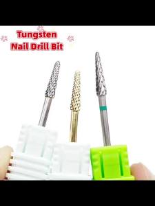 Tungsten Steel Conical Nail Drill Bits for Manicure Dead Skin Grinding Matching Edge Step Diamond Nail Drill Head Carbide Nails