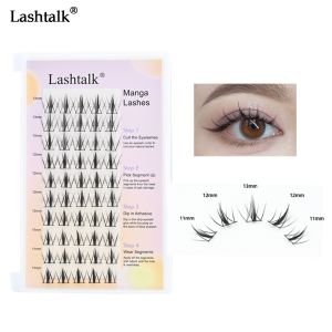 Lashtalk ขนตาปลอมต่อมังงะปีศาจน้อยที่มีเมฆมากโปร่งสบายความยาวตามธรรมชาติ3Dแยกส่วนและปริมาตรหนาแน่นผสม11-13มม. 10แถว50ขนตาเครื่องมือเครื่องสำอางแบบหนาธรรมชาติที่สมจริง