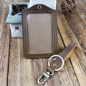 Handmade Leather Protection Cover Vintage Style Bus Card Holder One Card for All Transport Soft Cowhide Vertical Structure