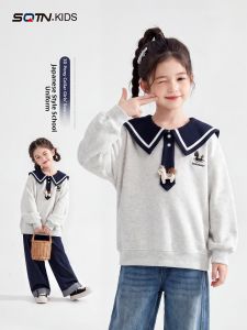 SQTN.KIDS | Girls Mid-to-Older Children New Autumn Spring Style Collar Polo Shirt