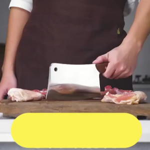 HEAVY DUTY CHOPPING KNIFE / CHEFS CHOPPER COOKING PROFESSIONAL KNIFE WOODEN HANDLE STAINLESS STEEL