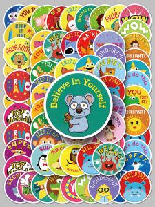 Childrens Reward Stickers Creative Cute Cartoon Patterns Decorative Waterproof Stickers for Water Bottles Scrapbooking DIY Albums Notebooks Helmet Phone Case Desktop