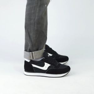 INDETION INWARD - Downrail Logo black white Sepatu Sneakers Kuliah Pria Casual Kulit Kerja Premium