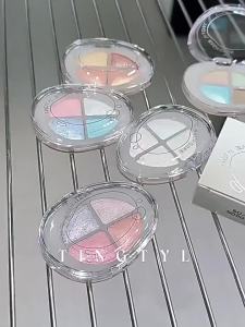 4-Color Pearlescent Highlighters Chameleon Polarized Glitter Diamond Eye Brightening Full Shimmer Highlight Palette Eyes Makeup