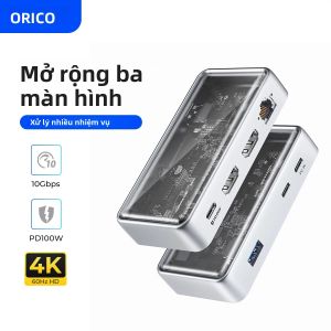 ORICO TM10 USB C Docking Station 10Gbps Với HDMI 4K60Hz RJ45 USB 3.0 Adapter Dành Cho Phụ Kiện Máy Tính Xách Tay MacBook Pro