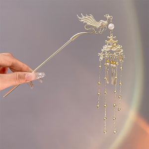 New Chinese Style Phoenix Tassel Hairpin Chinese Ancient Style Updo Pin Hairpin Han Chinese Clothing Cheongsam Hair Clasp Horse-Face Skirt Headdress