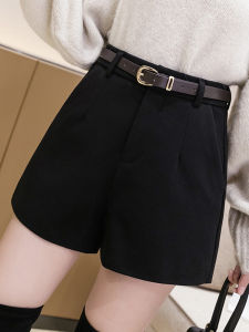 Black Velvet Shorts for Women High Waist Wide Leg Casual Style Ideal for Autumn and Winter Perfect for Office Work and Parties