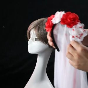 Bando Ghost Bride Halloween Putih Jumbo Panjang 100 cm Headband Pengantin Bunga Halloween Cosplay Bagus Unik Termurah