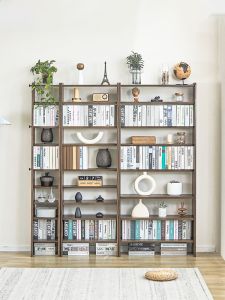 Innice Solid Wood Entire Wall Bookshelf Household Floor Combined Bookcase Multi-Layer Storage Rack Children Student Storage Rack