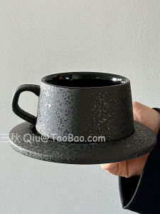 Sanq Retro Matte Black Obsidian Coffee Cup And Plate Set Afternoon Tea Creative Gift Nordic Style Ceramic Coffee Utensils