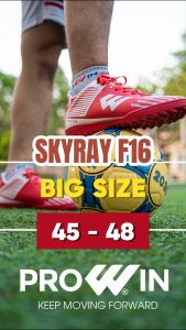 Giày đá bóng Prowin Skyray F16 sân cỏ nhân tạo (Big Size 46-48) - Khâu Đế 100% Đế Cao Su Đàn Hồi Tốt