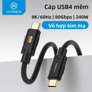 Cáp Hagibis 240W PD3.1 USB-C Sang USB-C Tốc Độ Cao 8K 60Hz Dây Đồng Bộ Dữ Liệu Sạc Nhanh Cho MacBook Pro iPad iPhone Laptop Dell XPS