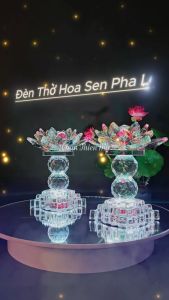 Đèn Hoa Sen Pha Lê Cao Cấp Có Led 7 Màu Đồ Thờ Cúng Gia Tiên Trang Trí Bàn Thờ Phật HSPL-03