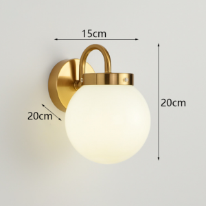 Globe Wall Sconce Modern Brass Milky White LED Wall Lamp Minimalist Nordic Bedside Light Bedroom Bathroom Living Room Decor E27