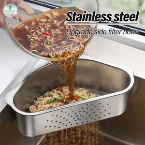 Keranjang Tirisan สามเหลี่ยมสแตนเลสสตีล YESPERY ที่คว่ำผักผลไม้ชั้นฟิลเตอร์อ่างล้างจานมีถ้วยดูดแท่งตะกร้าชั้นวาง