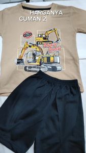 Baju Kaos Setelan Anak Laki-laki Karakter Excavator Cowok Distro Keren Usia 1 - 10 Tahun - DTF