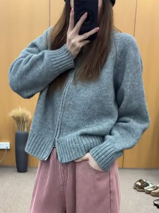 QINGNAER | Relaxed Fit Plus Size Knit Cardigan Sweater with Zipper