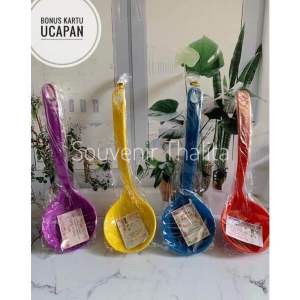 ISI 100 PCS SOUVENIR PERNIKAHAN CENTONG IRUS WARNA KEMASAN PLASTIK BONUS KARTU UCAPAN TERIMA KASIH