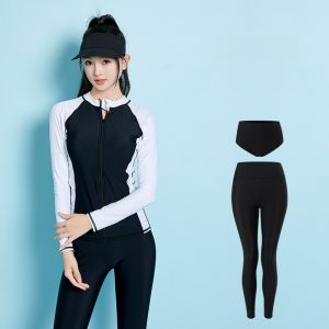 Long Sleeve Womens Swimsuit Two Piece High End Feeling 2025 New plus Size Swimming Costume Neutral Style for Swimming Gym