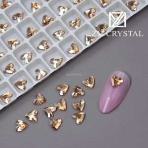 New 6mm Small V Heart Shaped Colorful Nail Art Drill Flat Bottom Drill Nail Stickers Gold Base Drill Beauty Nail Accessories