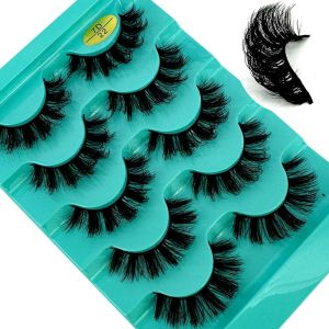 Cat Eye Eyelashes 3D Natural False Lashes D Curl Fluffy Soft Cross 5 /7Pairs Manga Lashes Wispy Natural Eyelash Extension Makeup