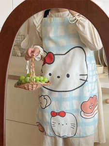 Adorable Cartoon Apron Sleeveless Kitchen Workwear Waterproof Oil-resistant No-waist Home Use Cooking Overall Bib Apron