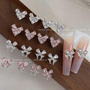 Kaniu-Vintage 3D Alloy Heart Manicure Charms Butterfly Zircon Sparkling Rhinestones Nail Art Supplies 10Pcs