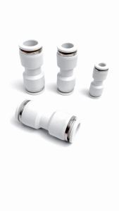 Nối Nhanh Khí Nén PU Hai Đầu Cắm Ống STNC YPU Ống 4 6 8 10 12 16 - Màu Trắng