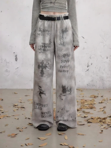 Unifree | Vintage Print Dye Loose Straight Trousers