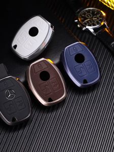 Mercedes Key Cover Aluminium Alloy Genuine Leather Cow Hide Premium Sarung Kunci Mercedes A C E S GLA GLC CLA Class
