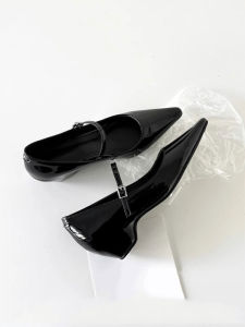 Hong Kong Genuine Leather Mary Jane Womens Shoes 2025 New Autumn French Elegance Buckle Thick Heel Pointed Toe Single Shoes
