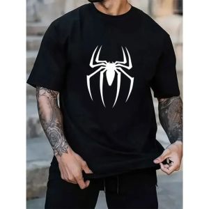Hot Toys | Loose and Comfortable Short Sleeves Man and Kids Oversized Clothes Summer New Cotton Mens T-shirts Spider Pattern Printed Tees