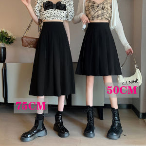 ฤดูใบไม้ผลิฤดูร้อน 2023 ใหม่ผู้หญิงจีบกระโปรงขยายสไตล์ครึ่งชุด PLUS ขนาดกว้าง Hem MIDI ชุดผ้าโพลีเอสเตอร์