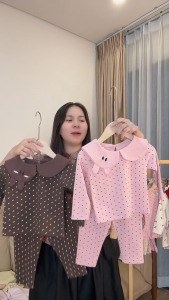 Bộ Thu Đông Dài Tay Bé Gái Chấm Bi Cổ Sen Thêu Thỏ 8 ~ 21kg - KimKim Kids