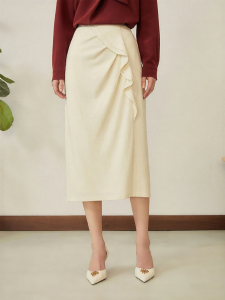 YINER | Elegant Tulip Lace Half Skirt Australian Merino Wool