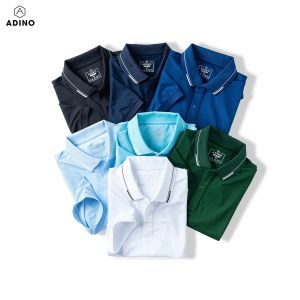 [Nhập LazXuHuong1- giảm 20k đơn 149k|Áo thun có cổ nữ màu xanh thiên thanh (xanh ngọc) phối viền ADINO vải polyester cotton mềm không bai xù dáng slimfit công sở hơi ôm trẻ trung APN05