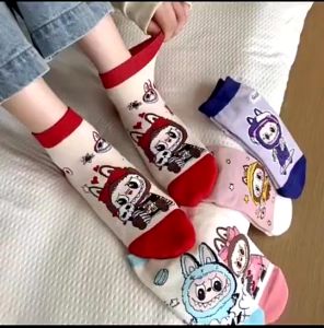 Tất LABUBU Sét 10 Đôi Vớ nữ ngắn cổ Hoạt Hình Thẳng Dễ Thương Tất LabubuTất Cottonphối họa tiết Vintage dễ thương nhiều