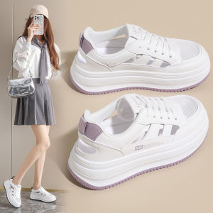 SHIYAN | Summer Breathable Thick Sole Increase Height White Canvas Shoes
