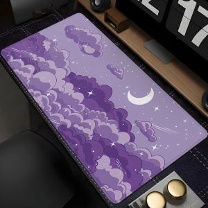 Purple Pink Cloud Moon Gaming Mouse Pad Waterproof Anti-slip Desk Mat