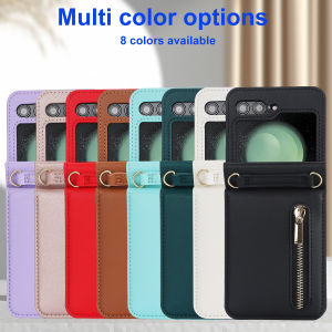 Cho Samsung Galaxy Z lật 7 trường hợp sang trọng ví có khóa kéo trường hợp đa chức năng chân đứng khe cắm thẻ có thể điều chỉnh dây đeo chéo bằng da nắp gập trường hợp cho Samsung Z lật 6 trường hợp Z lật 5 trường hợp Z lật 4 trường hợp